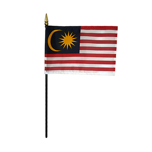 4"x6" Malaysia Poly-Silk Handheld Stick Flag