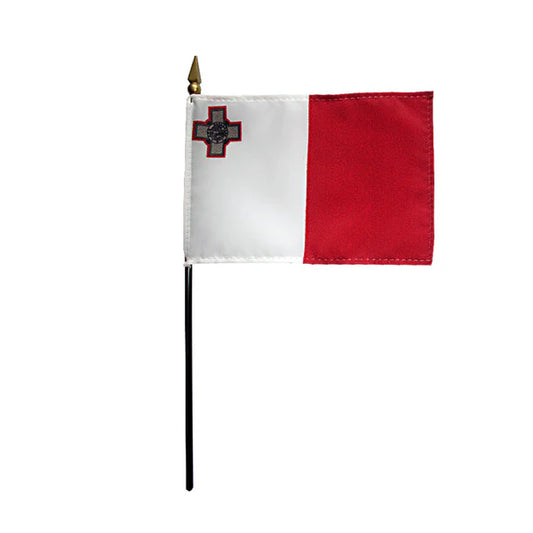4"x6" Malta Poly-Silk Handheld Stick Flag