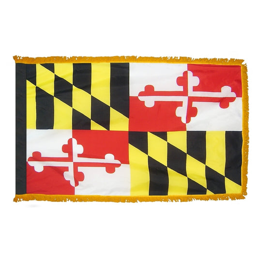 3x5 Maryland State Indoor Flag with Polehem Sleeve & Fringe