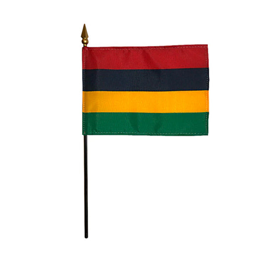 4"x6" Mauritius Poly-Silk Handheld Stick Flag