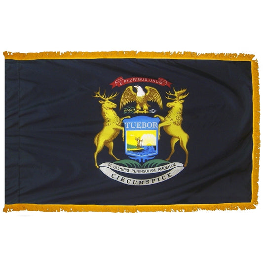 3x5 Michigan State Indoor Flag with Polehem Sleeve & Fringe