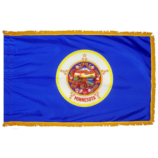 3x5 Minnesota State Indoor Flag with Polehem Sleeve & Fringe