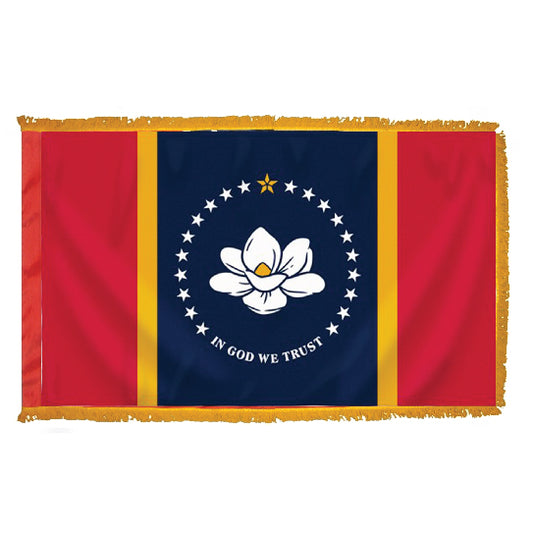 3x5 Mississippi State Indoor Flag with Polehem Sleeve & Fringe