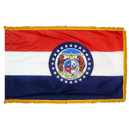 3x5 Missouri State Indoor Flag with Polehem Sleeve & Fringe