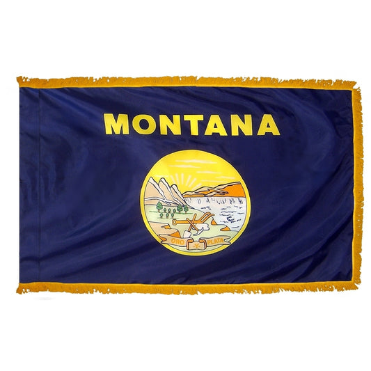 3x5 Montana State Indoor Flag with Polehem Sleeve & Fringe