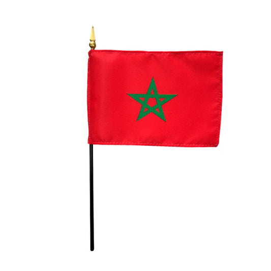 4"x6" Morocco Poly-Silk Handheld Stick Flag