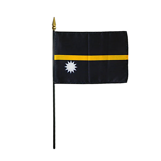 4"x6" Nauru Poly-Silk Handheld Stick Flag
