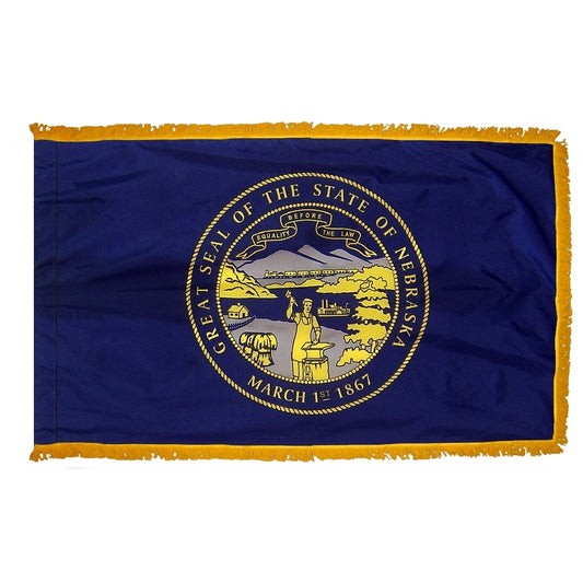 3x5 Nebraska State Indoor Flag with Polehem Sleeve & Fringe