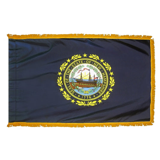 3x5 New Hampshire State Indoor Flag with Polehem Sleeve & Fringe