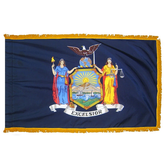 3x5 New York State Indoor Flag with Polehem Sleeve & Fringe