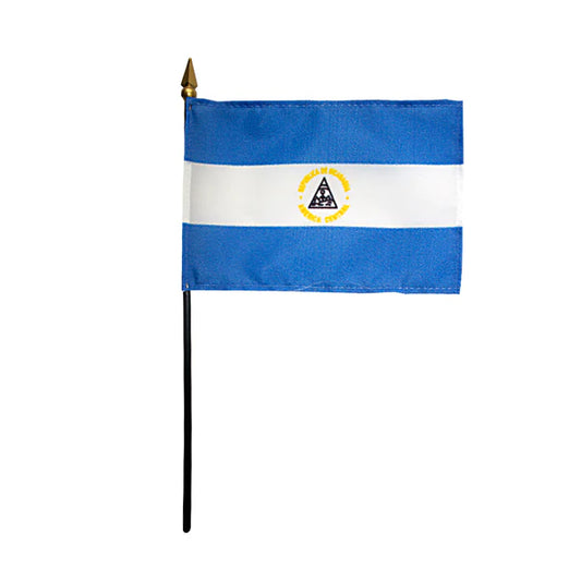 4"x6" Nicaragua Poly-Silk Handheld Stick Flag