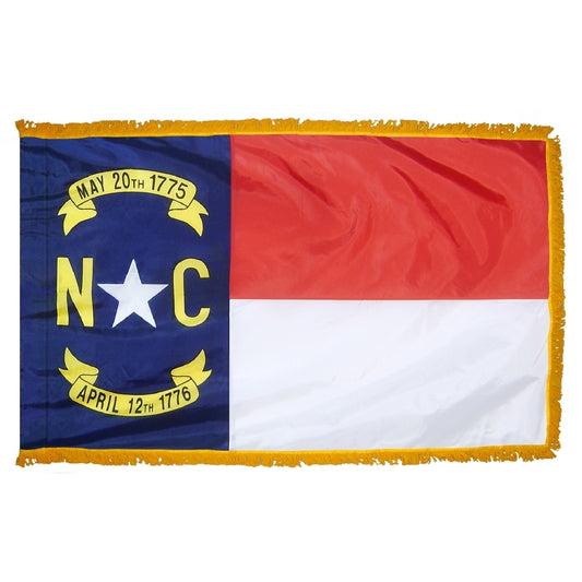 3x5 North Carolina State Indoor Flag with Polehem Sleeve & Fringe