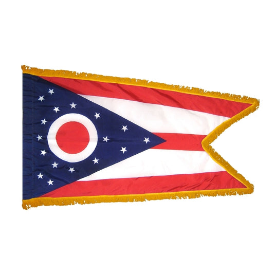3x5 Ohio State Indoor Flag with Polehem Sleeve & Fringe