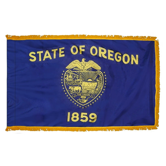 3x5 Oregon State Indoor Flag with Polehem Sleeve & Fringe