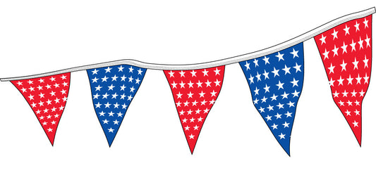 12"x18" Blue & Red Stars Pennant String - 100'