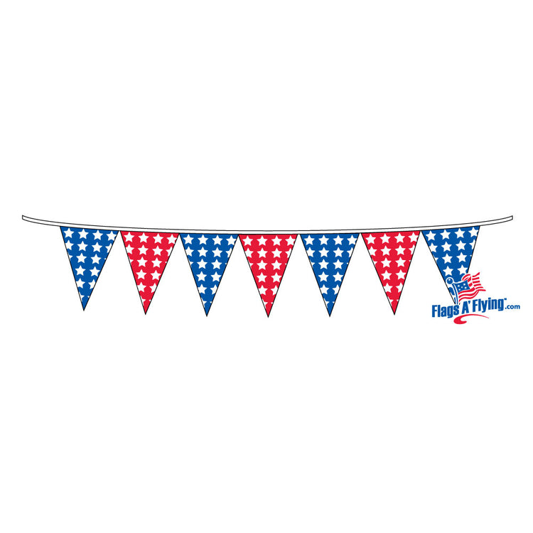 12"x18" Blue & Red Stars Pennant String - 100'