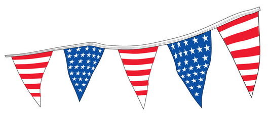 12"x18" Stars & Stripes Pennant String - 100'