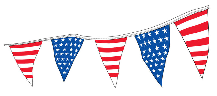 12"x18" Stars & Stripes Pennant String - 100'