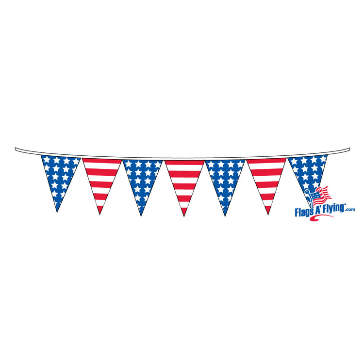 12"x18" Stars & Stripes Pennant String - 100'