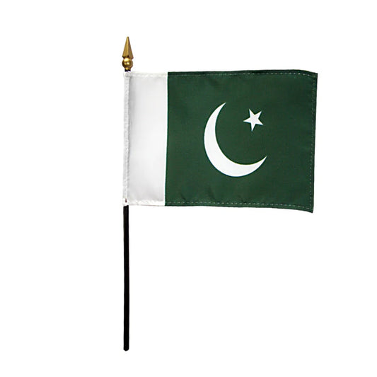 4"x6" Pakistan Poly-Silk Handheld Stick Flag