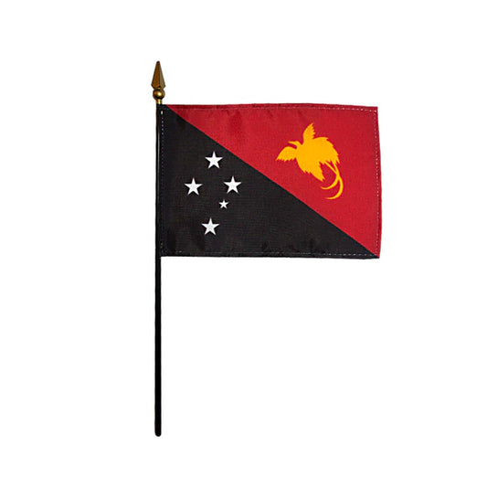 4"x6" Papua-New Guinea Poly-Silk Handheld Stick Flag