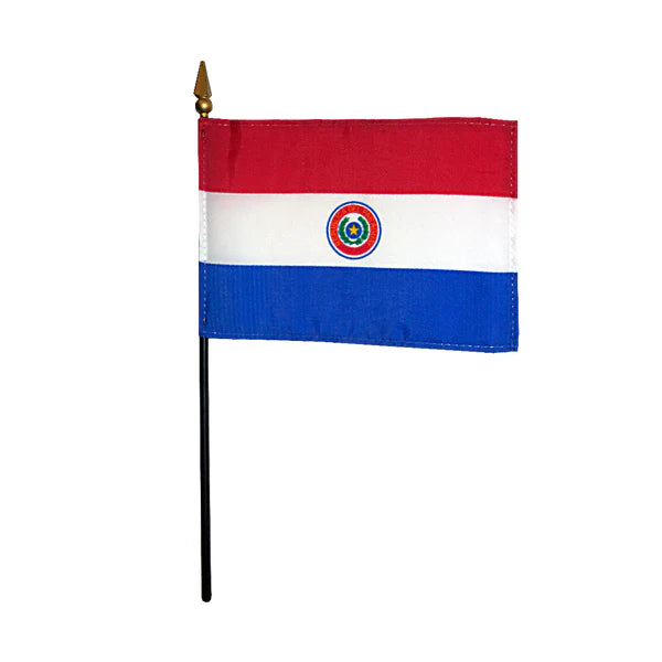 4"x6" Paraguay Poly-Silk Handheld Stick Flag