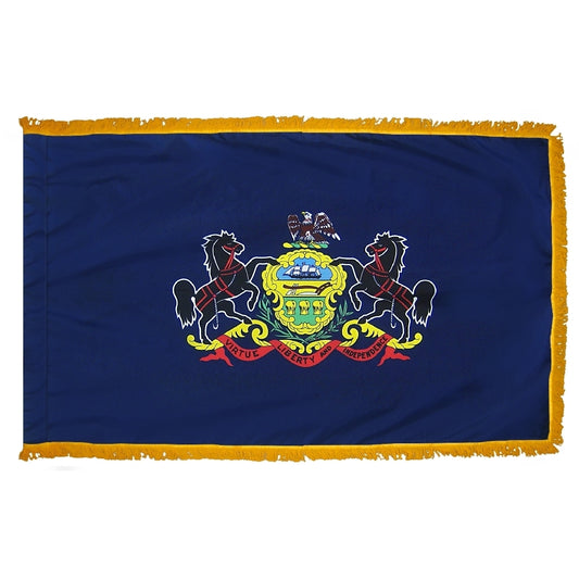 3x5 Pennsylvania State Indoor Flag with Polehem Sleeve & Fringe
