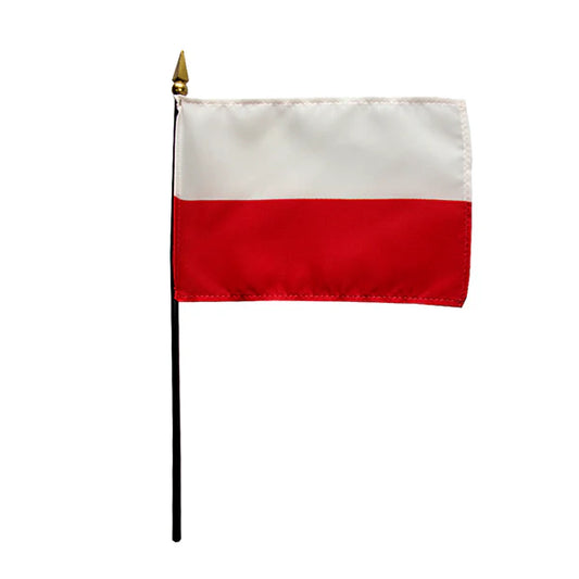 4"x6" Poland Poly-Silk Handheld Stick Flag
