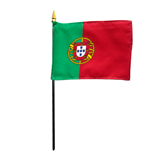 4"x6" Portugal Poly-Silk Handheld Stick Flag