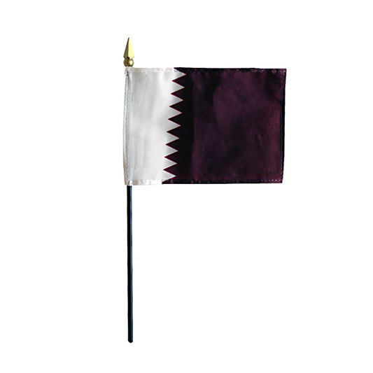 4"x6" Qatar Poly-Silk Handheld Stick Flag