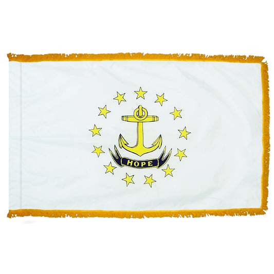 3x5 Rhode Island State Indoor Flag with Polehem Sleeve & Fringe