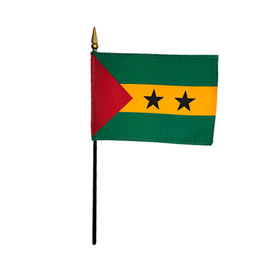4"x6" Sao Tome & Principe Poly-Silk Handheld Stick Flag