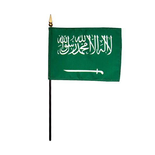 4"x6" Saudi Arabia Poly-Silk Handheld Stick Flag