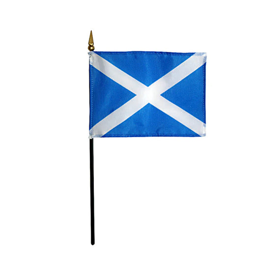 4"x6" Scotland Cross of St Andrews Poly-Silk Handheld Stick Flag