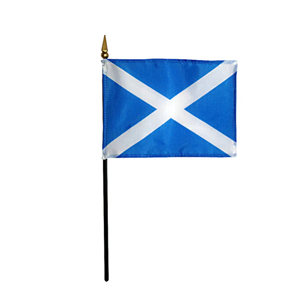 4"x6" Scotland Cross of St Andrews Poly-Silk Handheld Stick Flag