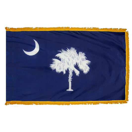 3x5 South Carolina State Indoor Flag with Polehem Sleeve & Fringe