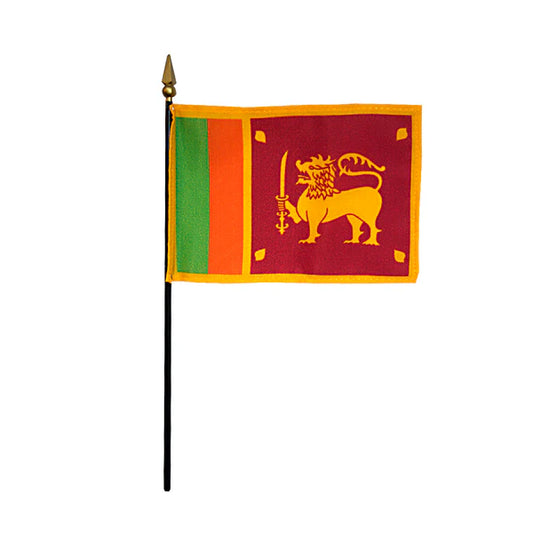 4"x6" Sri Lanka Poly-Silk Handheld Stick Flag