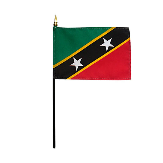 4"x6" St Kitts-Nevis Poly-Silk Handheld Stick Flag