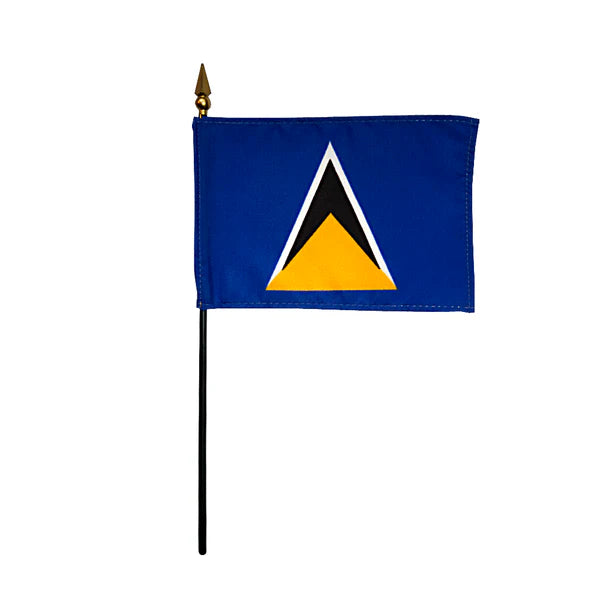 4"x6" St Lucia Poly-Silk Handheld Stick Flag
