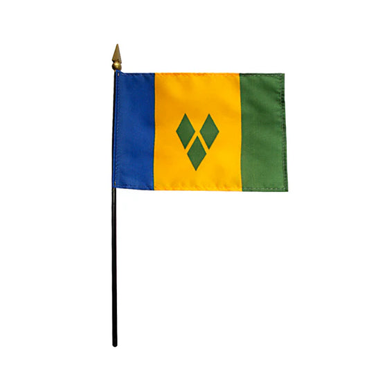 4"x6" St Vincent & Grenadines Poly-Silk Handheld Stick Flag
