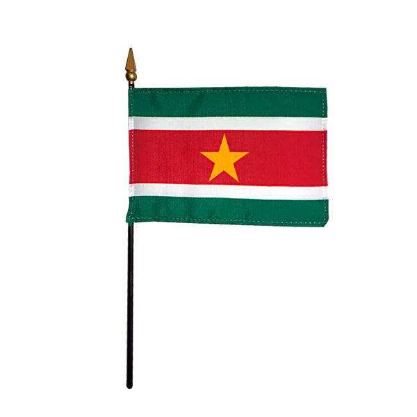 4"x6" Suriname Poly-Silk Handheld Stick Flag