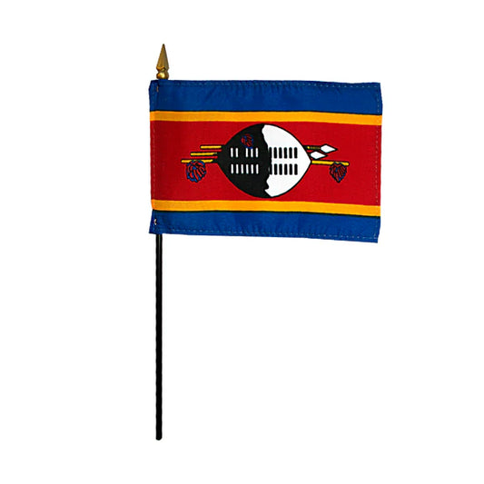 4"x6" Swaziland Poly-Silk Handheld Stick Flag