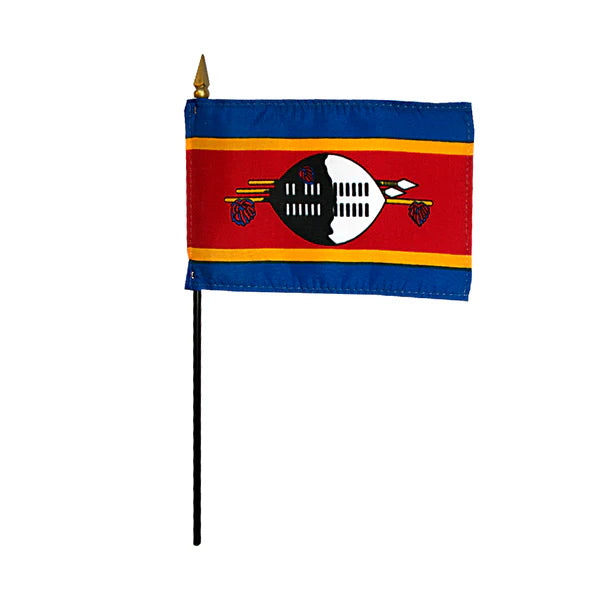 4"x6" Swaziland Poly-Silk Handheld Stick Flag