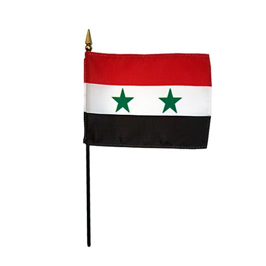 4"x6" Syria Poly-Silk Handheld Stick Flag