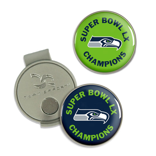 Seattle Seahawks Super Bowl LX Champions Golf Hat Clip & Markers