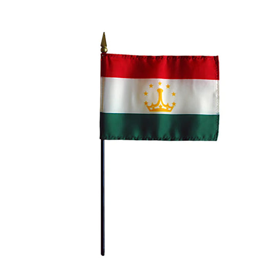 4"x6" Tajikistan Poly-Silk Handheld Stick Flag