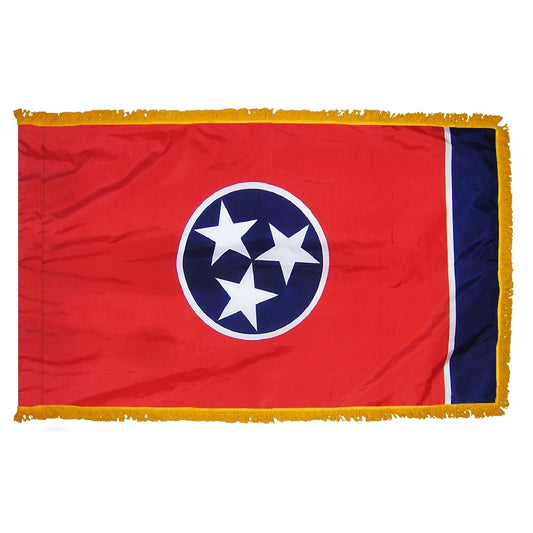 3x5 Tennessee State Indoor Flag with Polehem Sleeve & Fringe