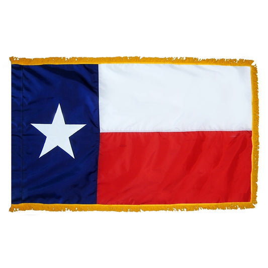 3x5 Texas State Indoor Flag with Polehem Sleeve & Fringe