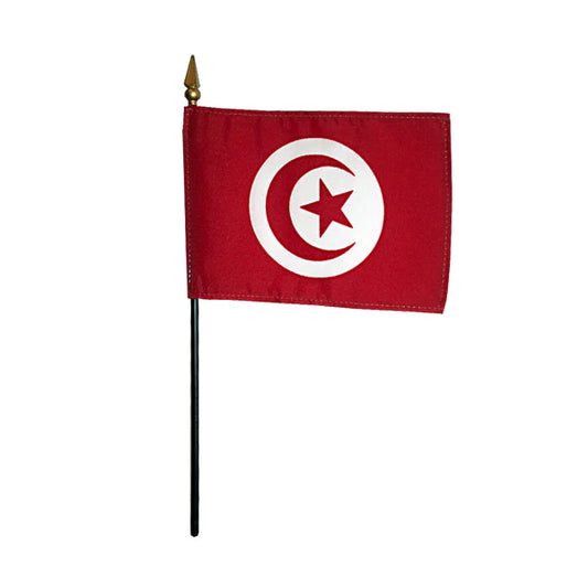 4"x6" Tunisia Poly-Silk Handheld Stick Flag
