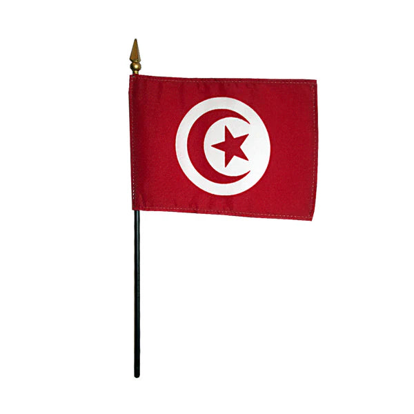 4"x6" Tunisia Poly-Silk Handheld Stick Flag